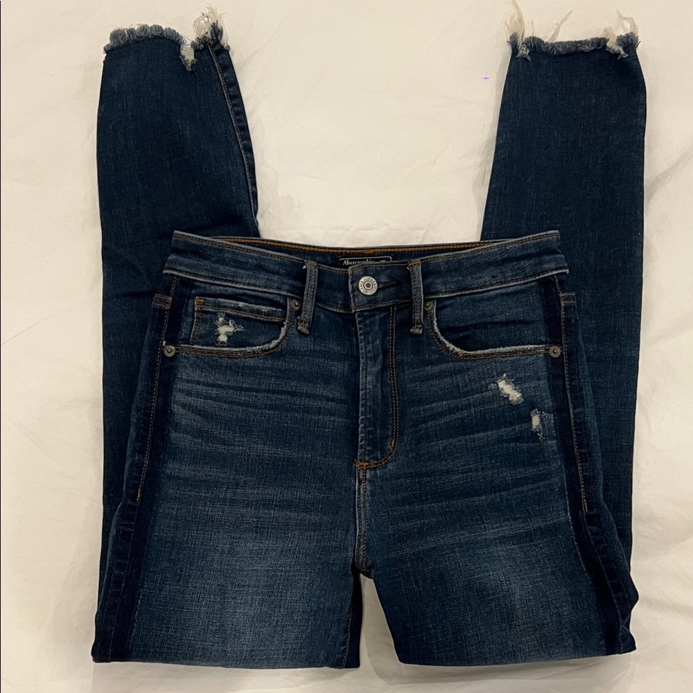 A&F Distressed Dark Blue Jeans